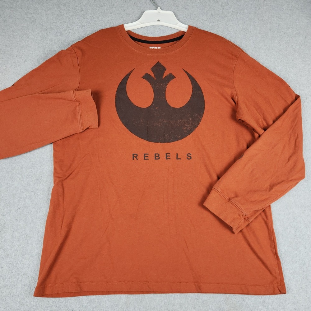 Fifth Sun Star Wars Long Sleeve T-Shirt Men's XL Orange Rebels Graphic Crew Neck